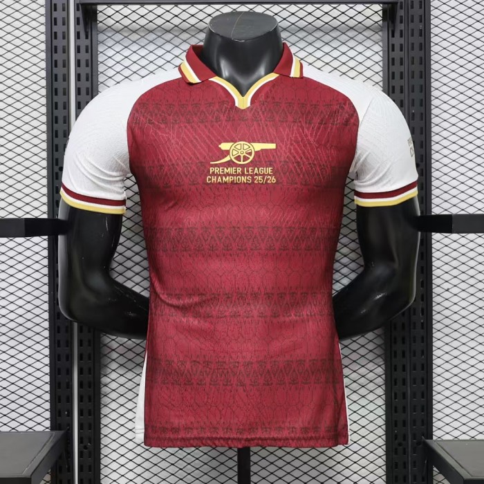 with Golden EPL+Racism Patch Player Version 2026-2027 Arsenal red league champion version Soccer Jersey Football Shirt