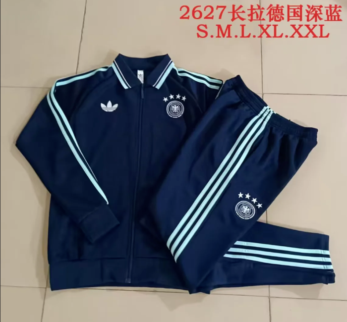 2026-2027 Germany Dark Blue Soccer Tracksuit Jacket Football Jacket and Pants