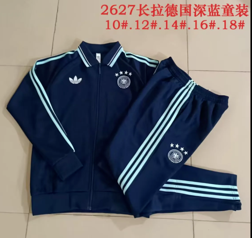 Youth 2026-2027 Germany Dark Blue Soccer Training Jacket and Pants Child Football Kit
