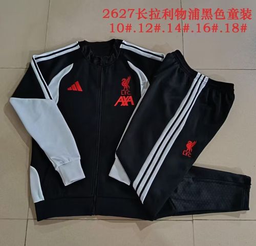 Youth 2026-2027 Liverpool Black Soccer Training Jacket and Pants Football Tracksuit