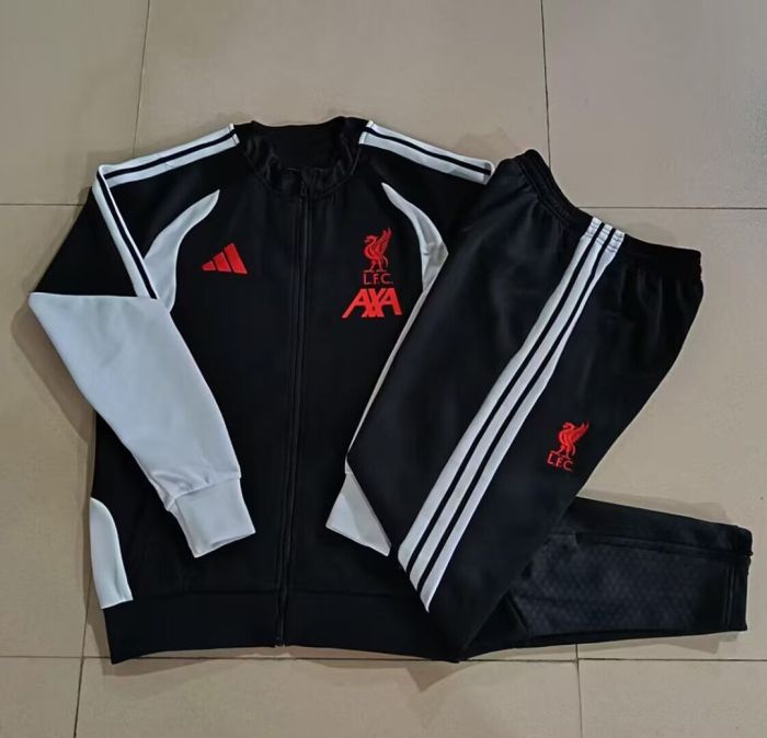 2026-2027 Liverpool Black Soccer Tracksuit Jacket Football Jacket and Pants