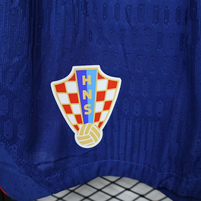 Player Version 2026 Croatia Away Blue Soccer Shorts Football Shorts