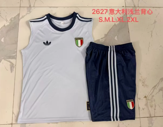 Adult Uniform 2026-2027 Italy Light Blue Soccer Training Vest and Shorts Football Kits