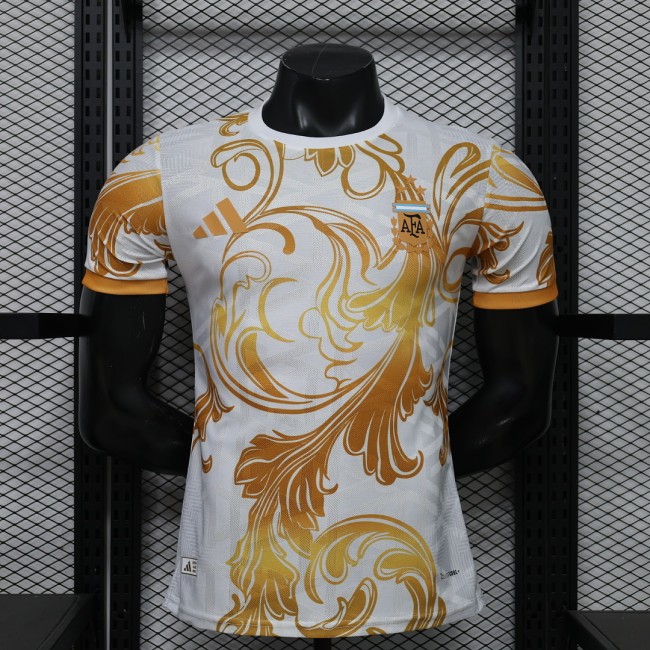 Player Version 2026 Argentina White/Golden Soccer Jersey Camisetas de Futbol