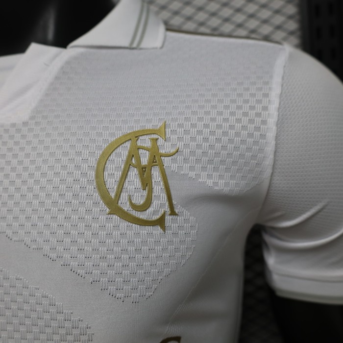 with Collar Player Version 2026-2027 Real Madrid 125th Anniversary White/Golden Soccer Jersey Real Football Shirt