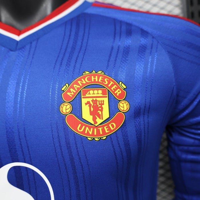 Long Sleeve Player Version 2026-2027 Manchester United Away Blue Soccer Jersey Man United Football Shirt