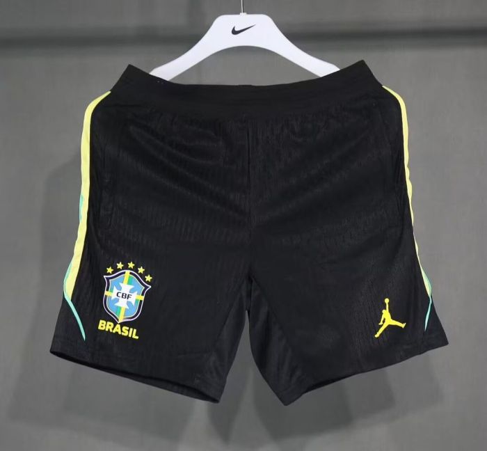 Player Version 2026 Brazil Black Soccer Training Shorts Brasil Football Shorts