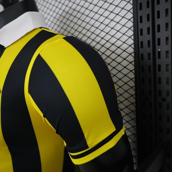 without Sponor Logo Player Version 2025-2026 Al-Ittihad Home Soccer Jersey Football Shirt