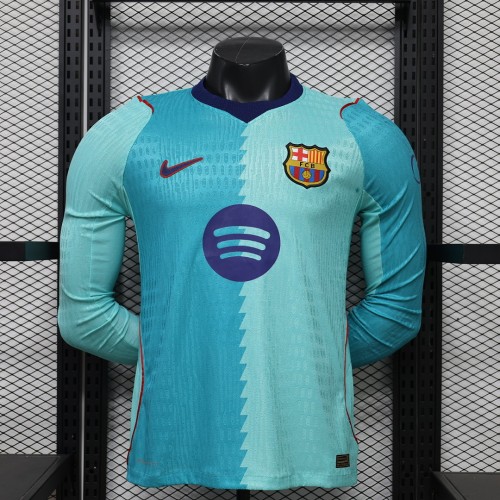 Long Sleeve Barca Camisetas de Futbol Player Version 2026-2027 Barcelona Third Away Green Soccer Jersey