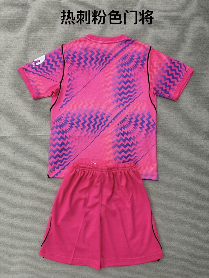 Youth Uniform Kids Kit 2026-2027 TOT Pink Goalkeeper Soccer Jersey Shorts Child Football Set