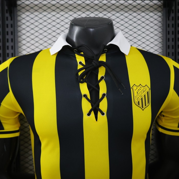 without Sponor Logo Player Version 2025-2026 Al-Ittihad Home Soccer Jersey Football Shirt
