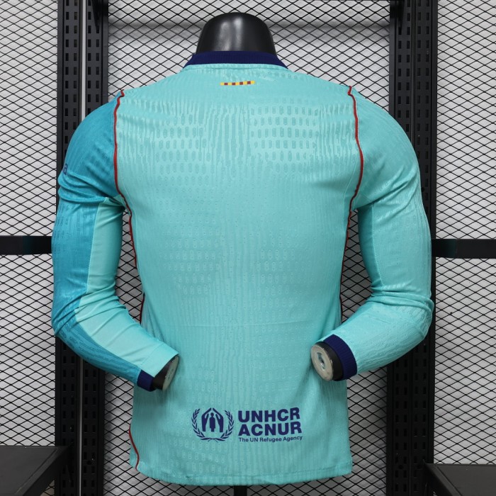 Long Sleeve Barca Camisetas de Futbol Player Version 2026-2027 Barcelona Third Away Green Soccer Jersey