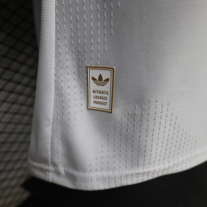 with Collar Player Version 2026-2027 Real Madrid 125th Anniversary White/Golden Soccer Jersey Real Football Shirt