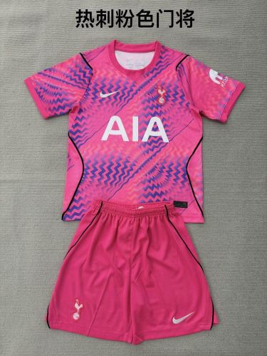 Youth Uniform Kids Kit 2026-2027 TOT Pink Goalkeeper Soccer Jersey Shorts Child Football Set
