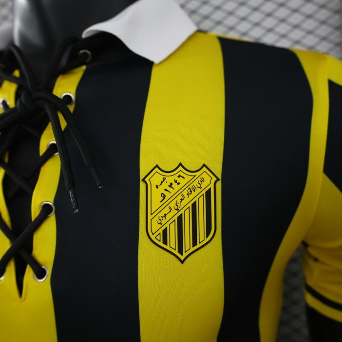 without Sponor Logo Player Version 2025-2026 Al-Ittihad Home Soccer Jersey Football Shirt