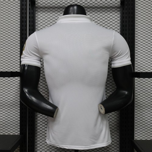 with Collar Player Version 2026-2027 Real Madrid 125th Anniversary White/Golden Soccer Jersey Real Football Shirt