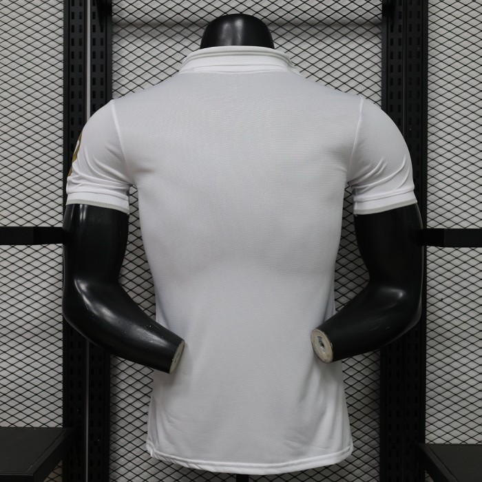with Collar Player Version 2026-2027 Real Madrid 125th Anniversary White/Golden Soccer Jersey Real Football Shirt