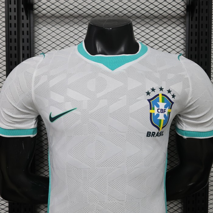 Player Version 2026 Brazil White/Green Soccer Jersey Brasil Camisetas de Futbol