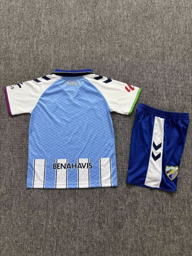 with LALIGA Patch Youth Uniform Kids Kit 2026-2027 Malaga Home Soccer Jersey Shorts Child Football Set