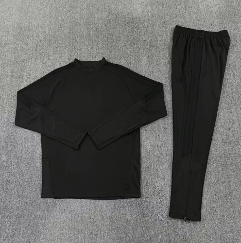 2026-2027 Manchester United All Black Soccer Training Sweater Jacket Football Jacket and Pants