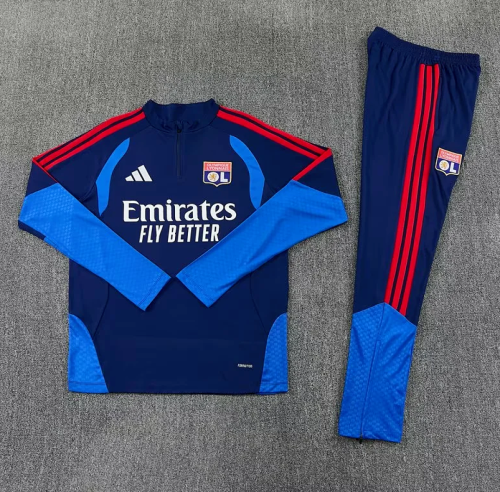 2026-2027 Lyon Dark Blue Soccer Training Sweater Jacket Football Jacket and Pants