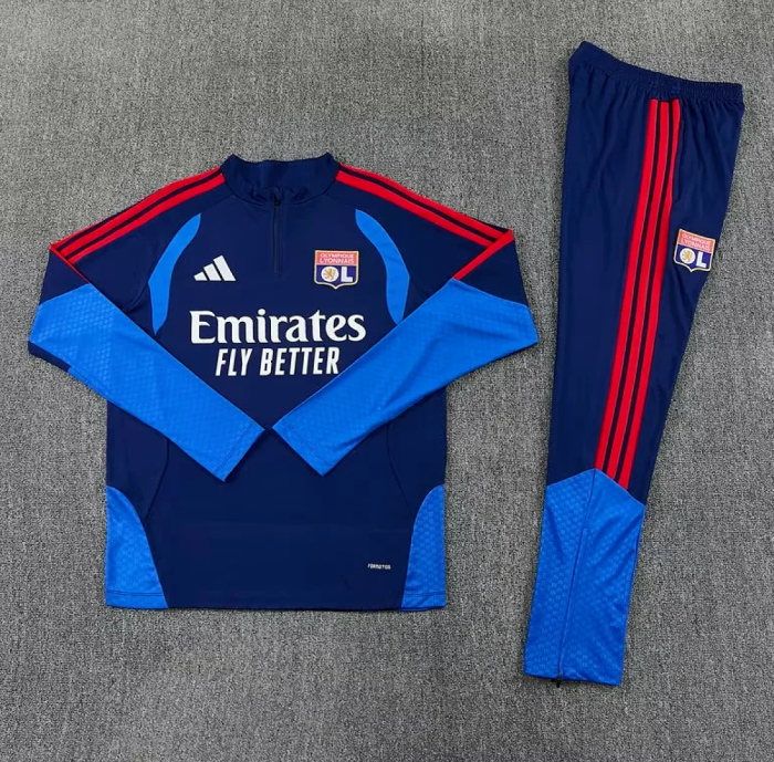 2026-2027 Lyon Dark Blue Soccer Training Sweater Jacket Football Jacket and Pants