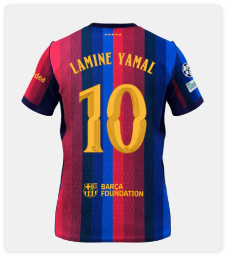with UCL Patch Barca Camisetas de Futbol Player Version 2026-2027 Barcelona LAMINE YAMAL 10 Home Soccer Jersey Barça Football Shirt