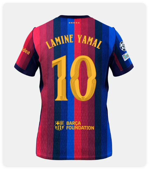 with UCL Patch Barca Camisetas de Futbol Player Version 2026-2027 Barcelona LAMINE YAMAL 10 Home Soccer Jersey Barça Football Shirt