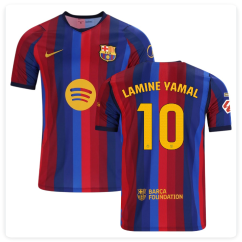 with LALIGA Patch Barca Camisetas de Futbol Fans Version 2026-2027 Barcelona LAMINE YAMAL 10 Home Soccer Jersey Barça Football Shirt