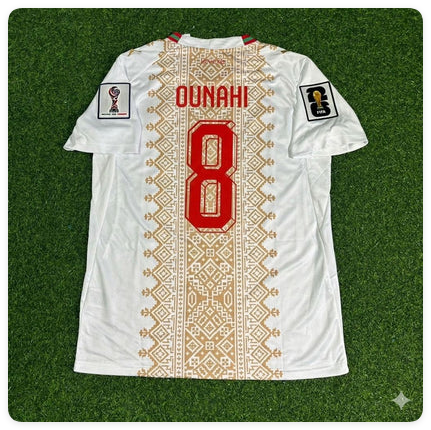with World Cup Patch Fans Version 2026 Morocco Azzedine Ounahi 8 Away White Soccer Jersey Football Shirt
