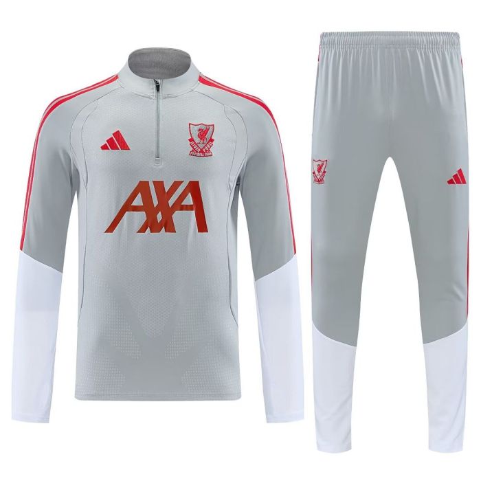 2026-2027 Liverpool Grey/White Soccer Training Sweater Jacket Football Jacket and Pants