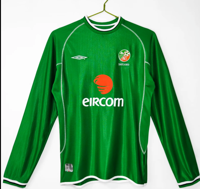 Long Sleeve Retro Jersey 2002 Ireland Home Soccer Jersey LS Vintage Football Shirt
