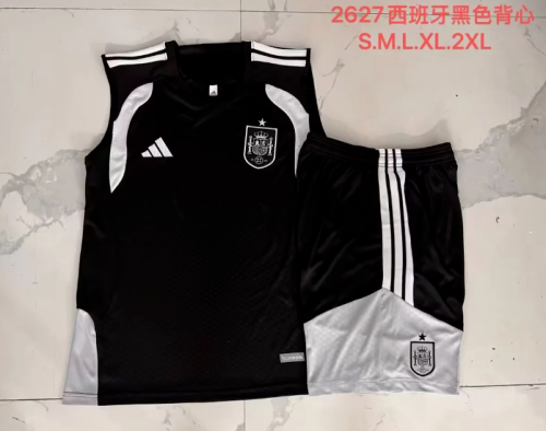 Adult Uniform 2026 Spain Black Soccer Training Vest and Shorts Football Kits