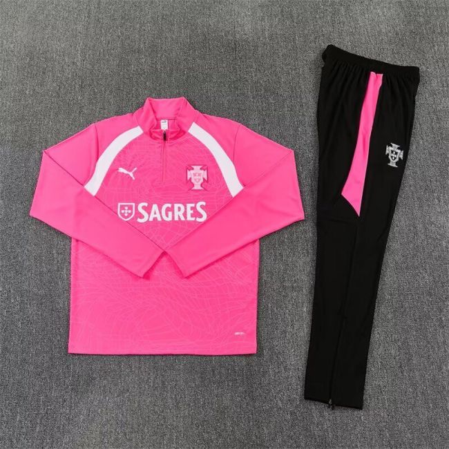 2026-2027 Portugal Pink Soccer Training Sweater Jacket Football Jacket and Pants