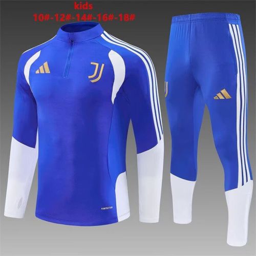 Youth 2026-2027 Juventus Blue/White Soccer Training Sweater and Pants Child Football Kit