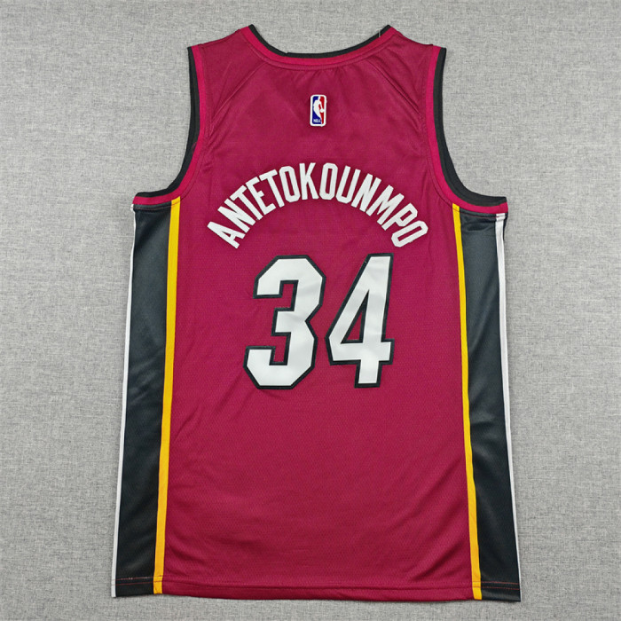 Miami Heat ANTETOKOUNMPO 34 Red NBA Jersey Basketball Shirt