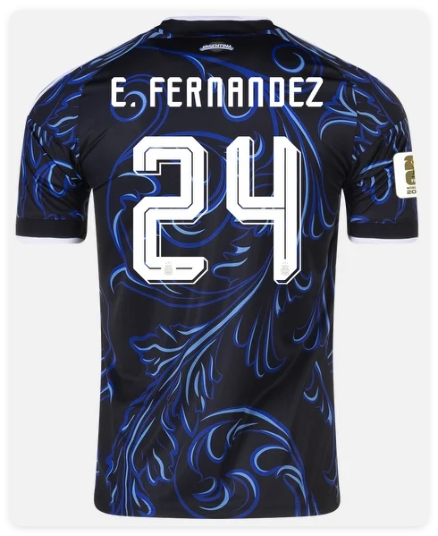 with FIFA World Champions 2022+World Cup Patch Fan Version 2026 Argentina Enzo Fernández 24 Away Soccer Jersey Football Shirt