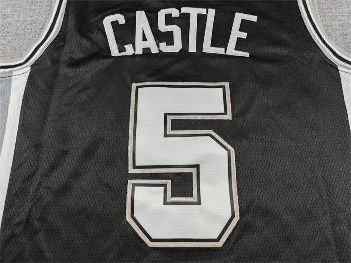 San Antonio Spurs 5 CASTLE Black NBA Jersey Basketball Shirt