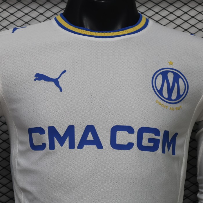 Long Sleeve Player Version 2026-2027 Olympique de Marseille Home Soccer Jersey Football Shirt