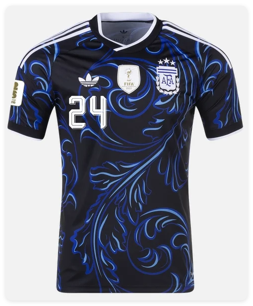 with FIFA World Champions 2022+World Cup Patch Fan Version 2026 Argentina Enzo Fernández 24 Away Soccer Jersey Football Shirt