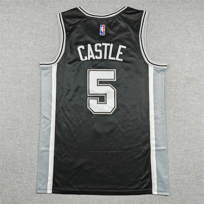 San Antonio Spurs 5 CASTLE Black NBA Jersey Basketball Shirt