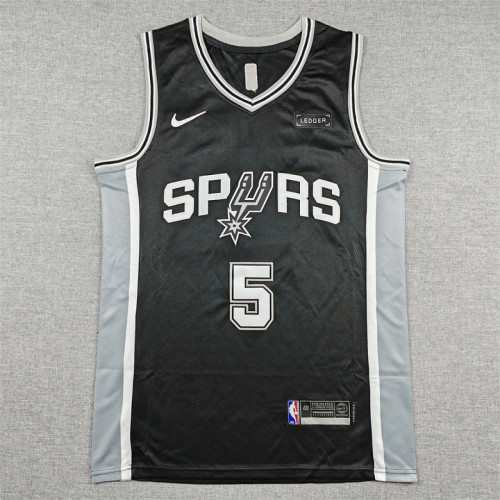 San Antonio Spurs 5 CASTLE Black NBA Jersey Basketball Shirt