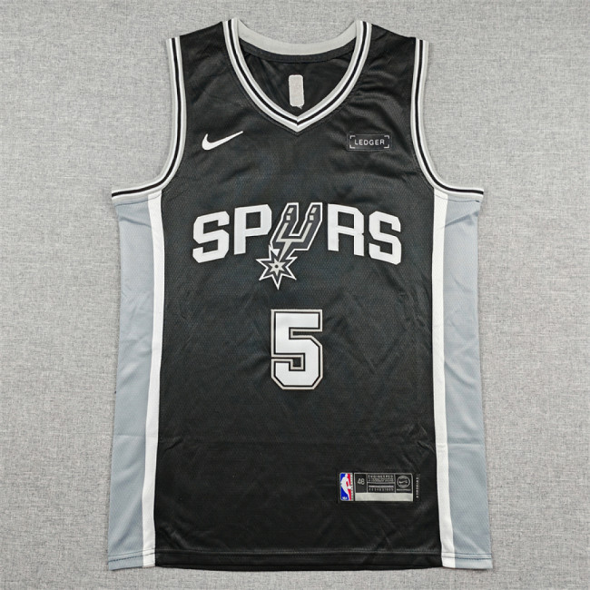 San Antonio Spurs 5 CASTLE Black NBA Jersey Basketball Shirt