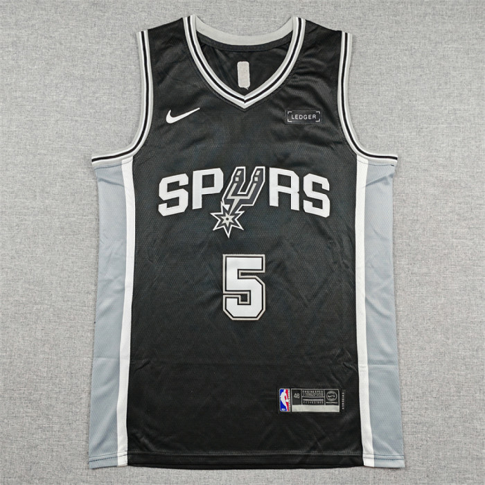 San Antonio Spurs 5 CASTLE Black NBA Jersey Basketball Shirt