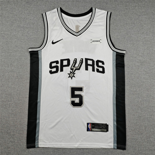 San Antonio Spurs 5 CASTLE White NBA Jersey Basketball Shirt
