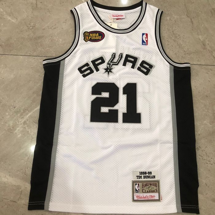 Mitchell&ness 1998-99 San Antonio Spurs DUNCAN 21 White Basketball Shirt NBA Jersey