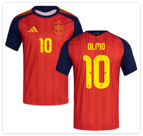 with FIFA World Cup Patch Fan Version 2026 Spain 10 Olmo Home Soccer Jersey España Camisetas de Futbol