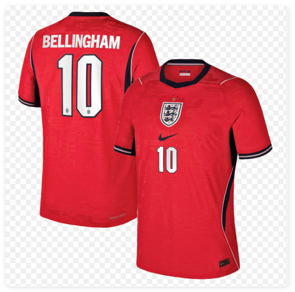with World Cup Patch Fan Version 2026 England Jude Bellingham 10 Away Red Soccer Jersey Football Shirt
