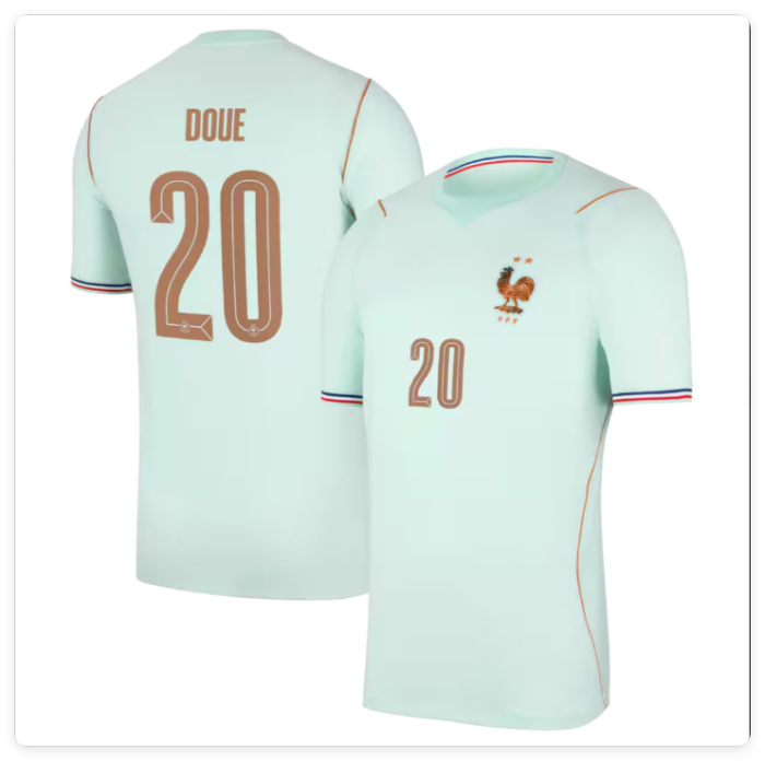 Fan Version 2026 World Cup France Bradley DOUE 20 Away Soccer Jersey Football Shirt