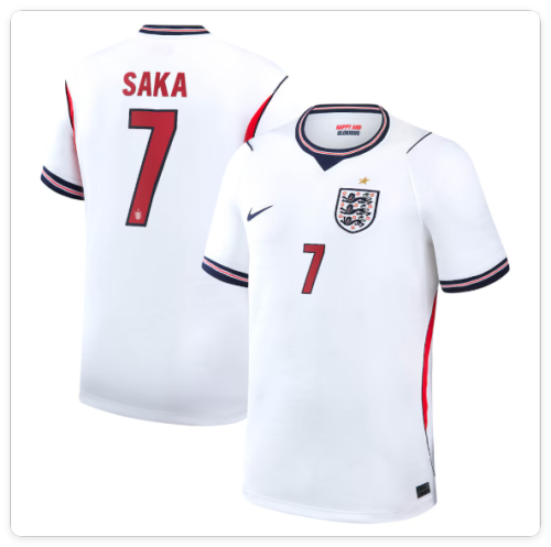 with World Cup Patch Fan Version 2026 England Bukayo Saka 7 Home Soccer Jersey Football Shirt